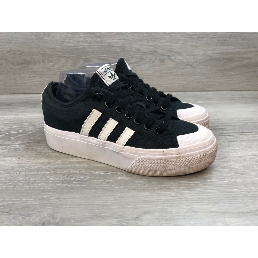 Adidas Nizza Women's Platform Sneakers Black‎ Platform Casual Retro WalkingShoes